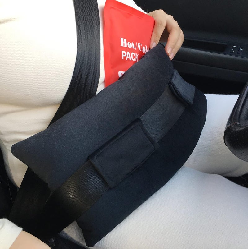 HapiPoppy Hysterectomy Pillow Abdominal Post Surgery Pillows with Pocket Comfort for Ice Heat Packs Tummy Tuck Belly Incision Recovery Seatbelt Gifts Women Patients (Black) - Image 1